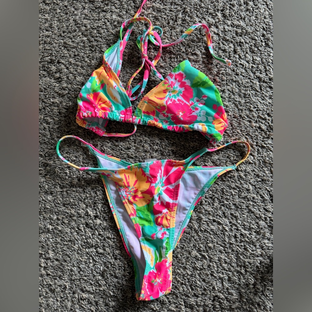 shein floral bikini size S